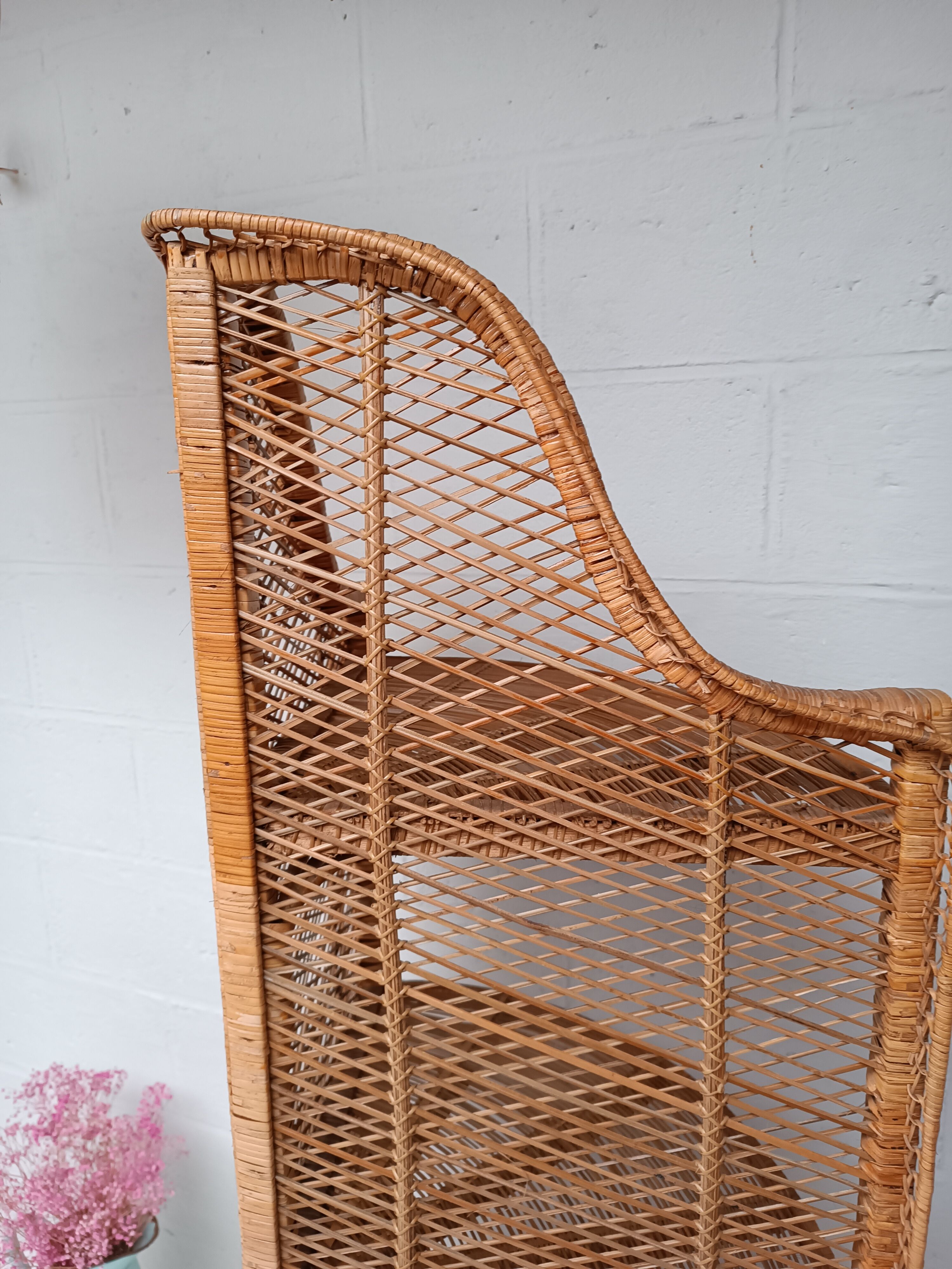 Tall rattan shelf