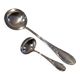 2 Silver-plated soup and sauce ladles with rocaille ribbon decoration