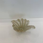Murano Barovier 'Zebrati' Decor Glass Shell Bowl Hollywood Regency, 1960s