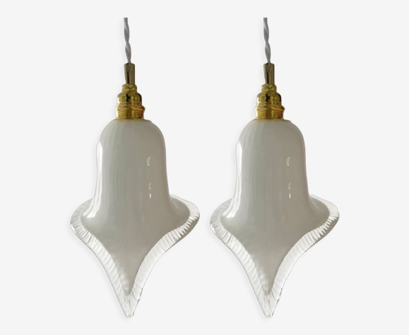 Lot de deux baladeuses vintage en verre ciselé