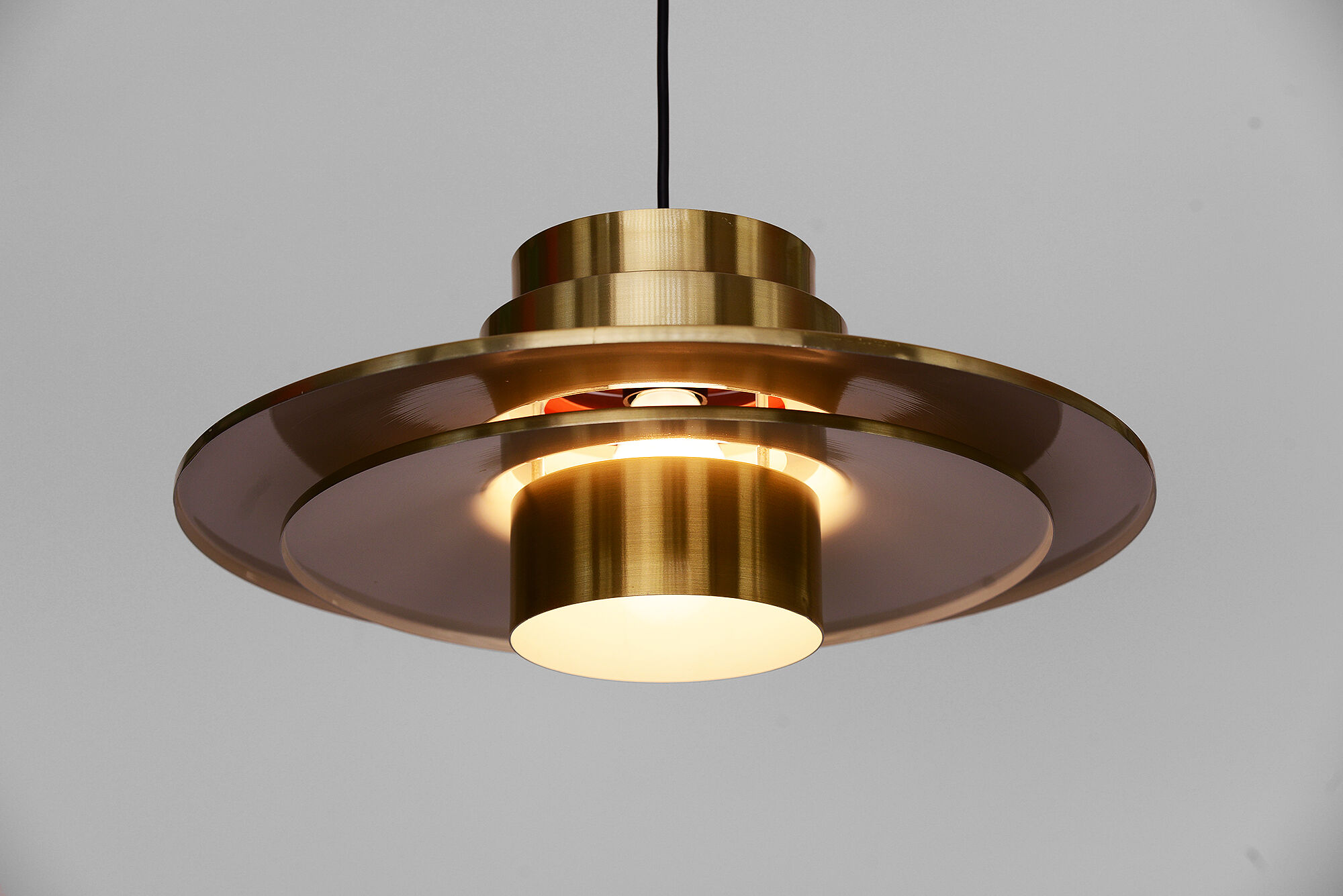 Brass coloured hanging lamp by Lyskaer Denmark 1970