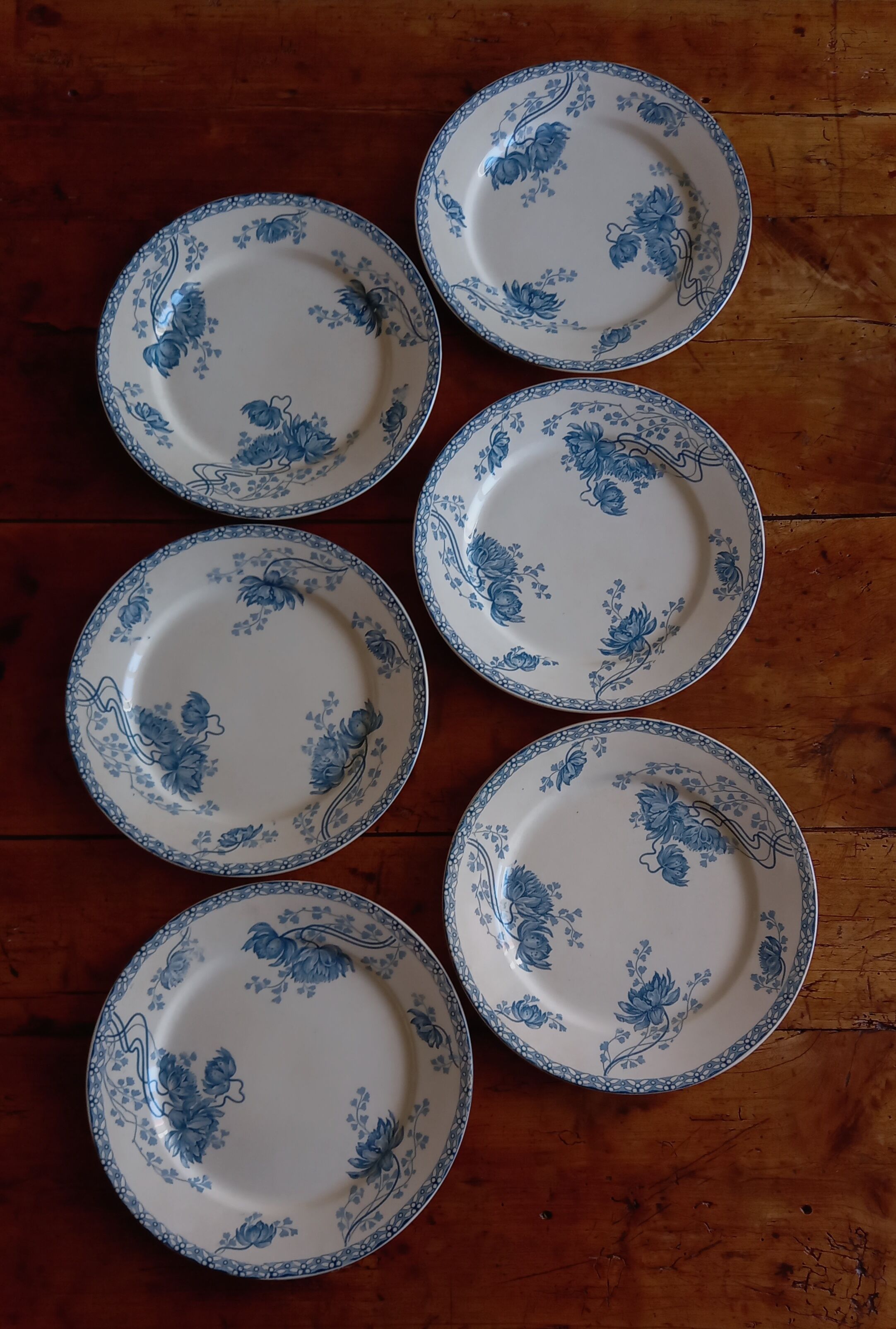 6 flat plates Sarreguemines Utzschneider & Cie model Royat