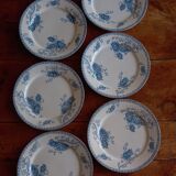 6 flat plates Sarreguemines Utzschneider & Cie model Royat