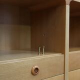 Pair of tall vintage birch wood bedside tables / entryway console 1970s