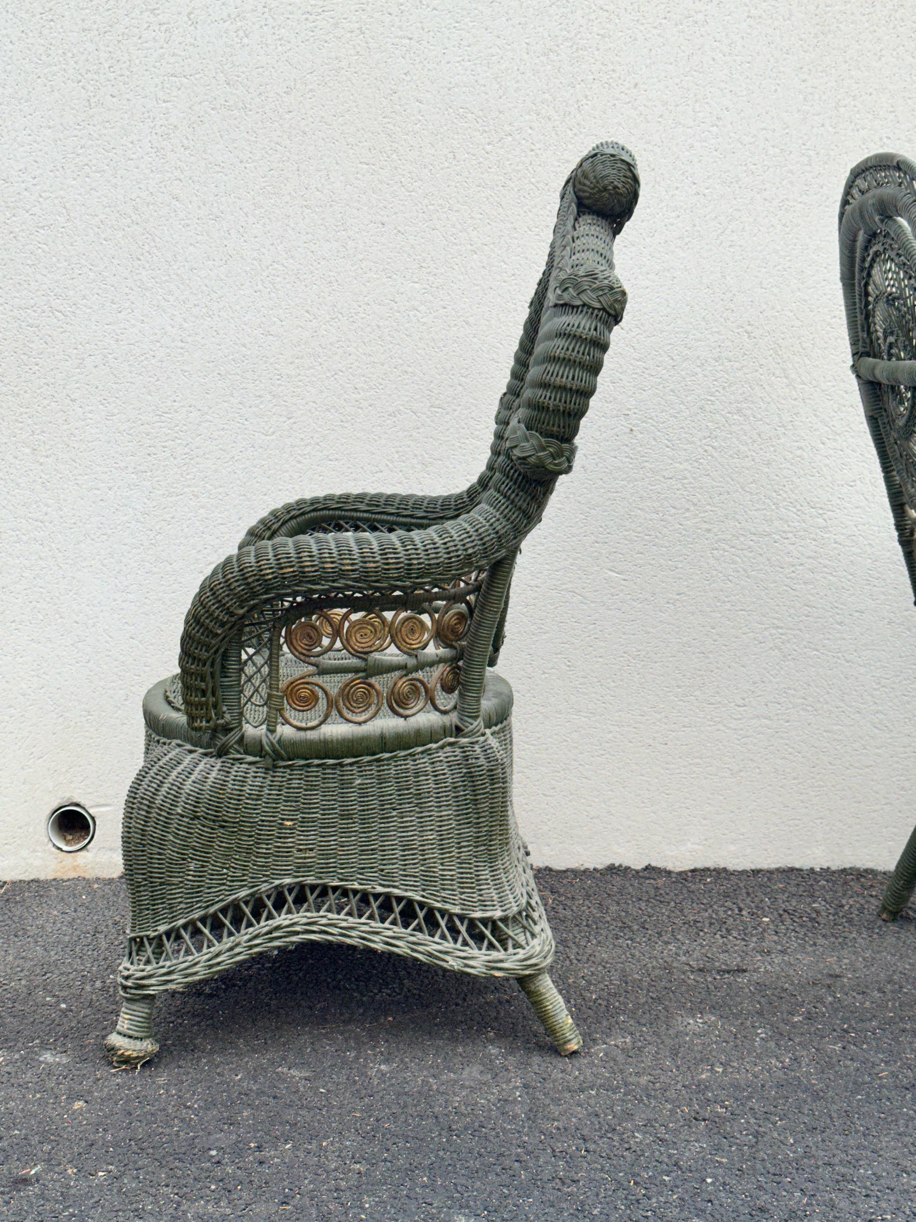 Perret & Vibert pair of ornate rattan armchairs, circa 1890