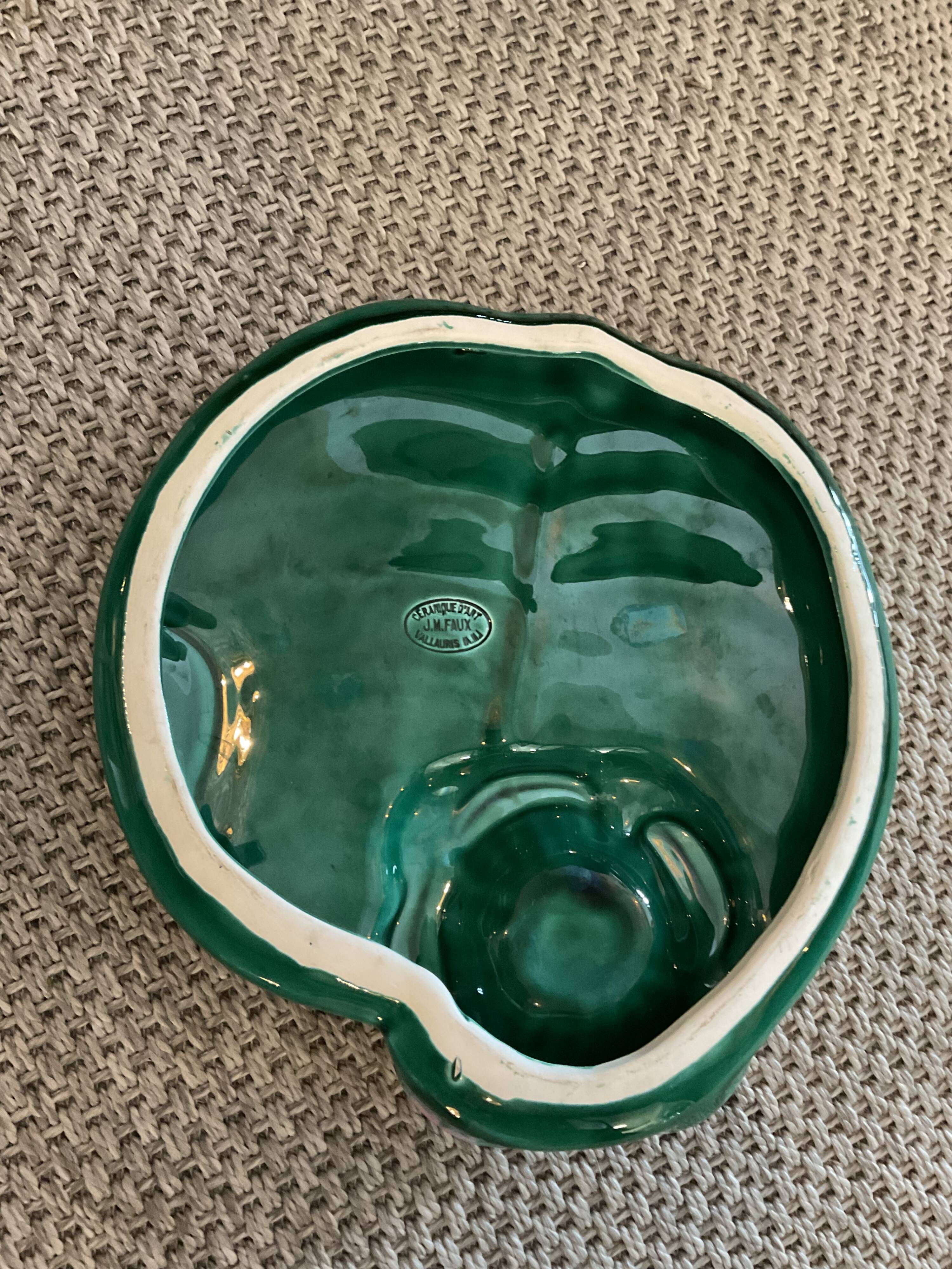 Ceramic dish and its knife, Vallauris