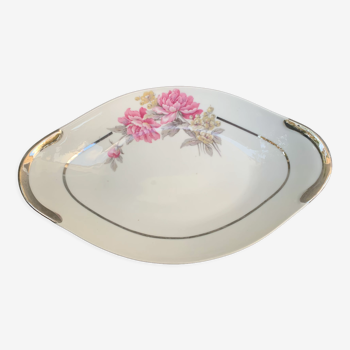 Plat de service en porcelaine motif les pivoines art deco