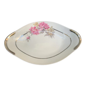 Plat de service en porcelaine motif les pivoines art deco