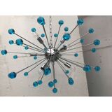 Light-blue “star” murano glass oval sputnik chandelier