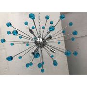 Lustre ovale spoutnik en verre de murano bleu clair « star »
