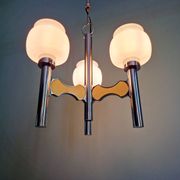 Lustre Space Age in chrome metal and opaline, G. Sciolari, 1970