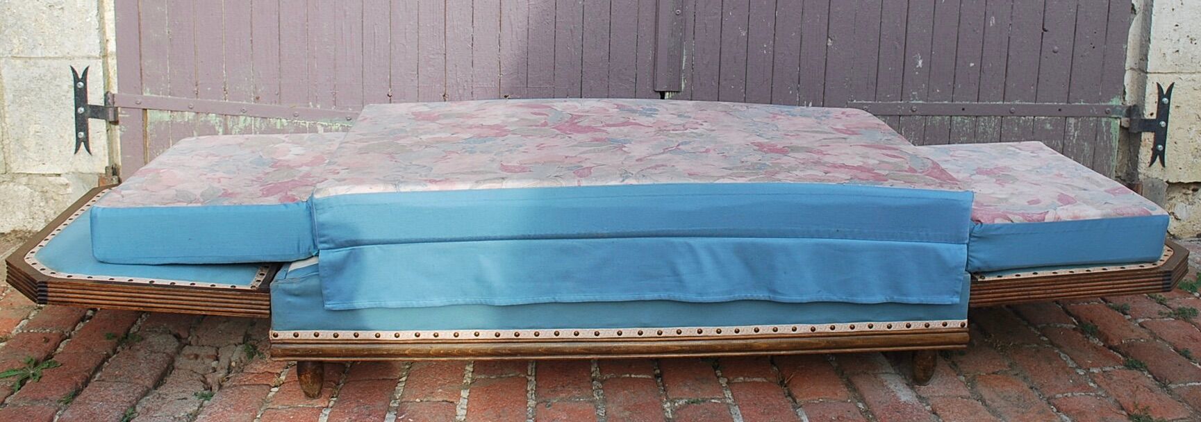Vintage blue padded bench