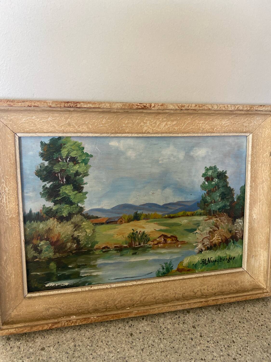 Peinture paysage de campagne signée