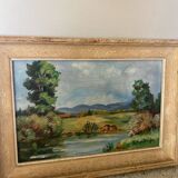 Peinture paysage de campagne signée