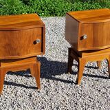 Pair of vintage 50s walnut bedside tables