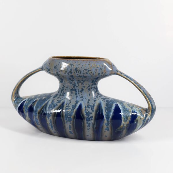 Vase vintage en grès flammé à anses, Gustave De Bruyn pour Fives‑Lille, 193