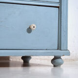 Antique painted pine chest of drawers – European rustic blue chest of drawers – circa 1900