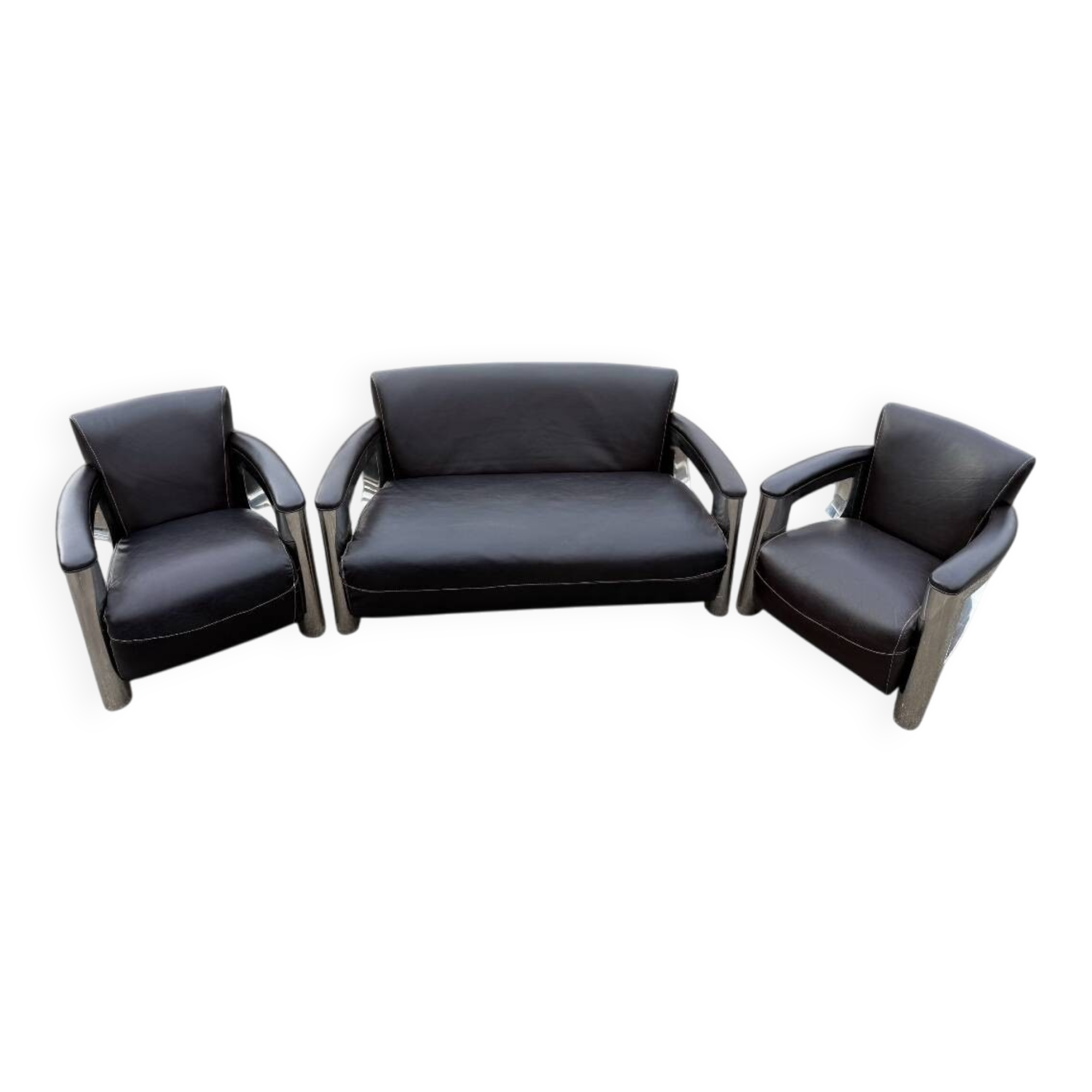 Ensemble de 3 canapés 2 places et fauteuils club Art Déco