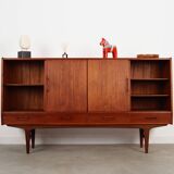 Buffet haut en teck, design danois, années 1970, fabriqué par Børge Dam