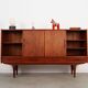 Buffet haut en teck, design danois, années 1970, fabriqué par Børge Dam