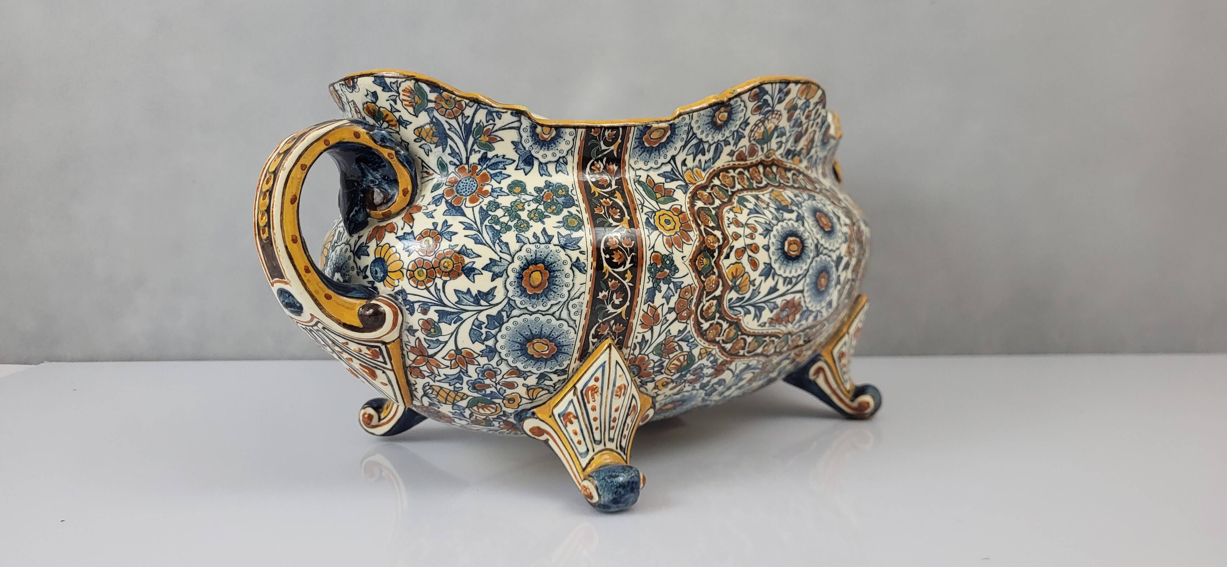 19th century Gien earthenware planter with Persian decor