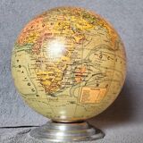 Art Deco glass and metal globe with functional lighting