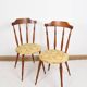 Pair of chairs in turned wood and fabric, vintage, dating from 1960.