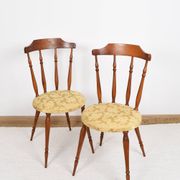 Pair of chairs in turned wood and fabric, vintage, dating from 1960.