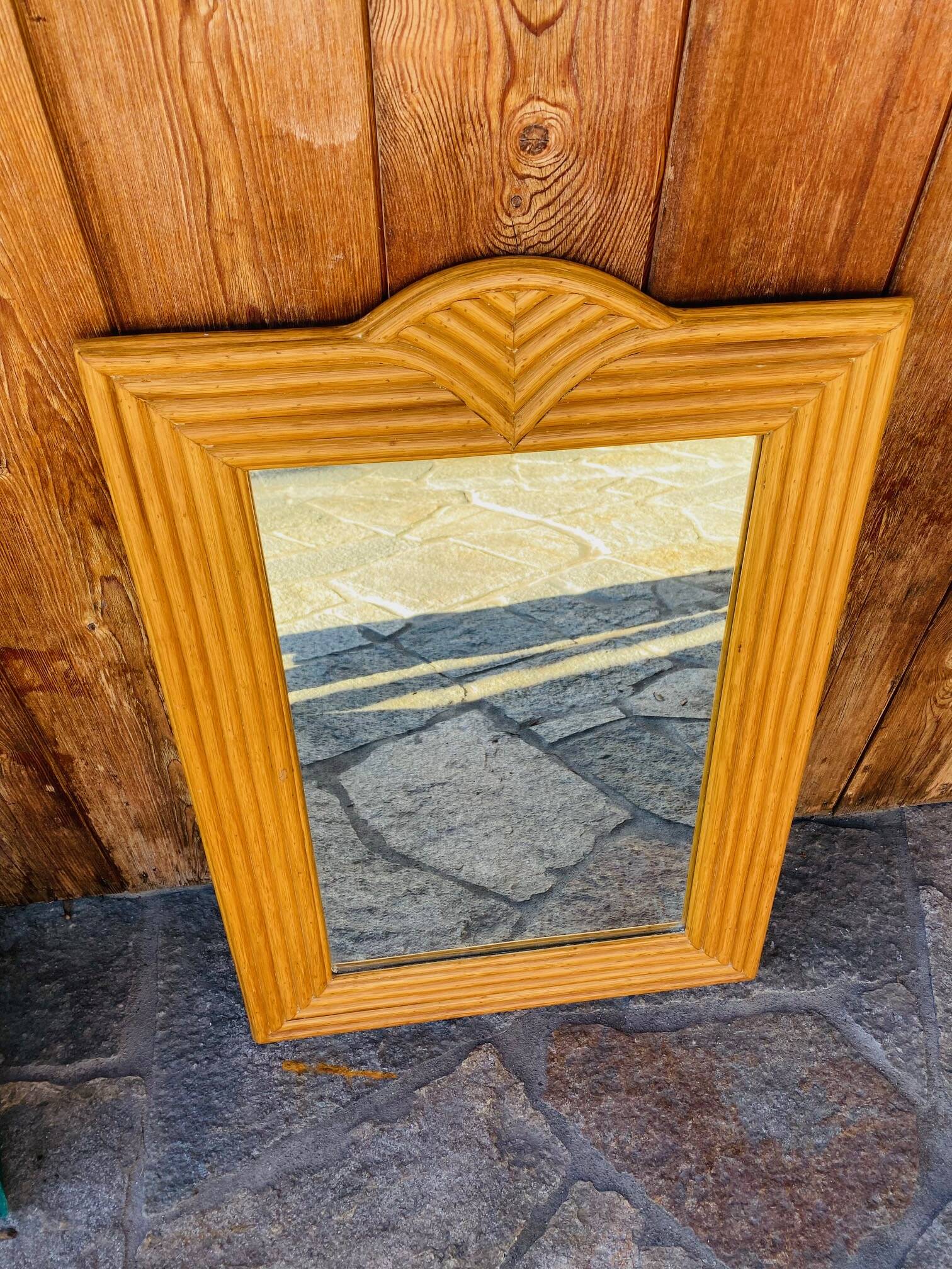 Vintage bamboo large mirror