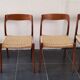Danish dining chairs in wood and paper cord