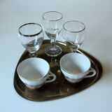 Rockabilly brass serving tray triangular vintage from the 1950s