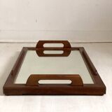 1930s wooden and mirror tray