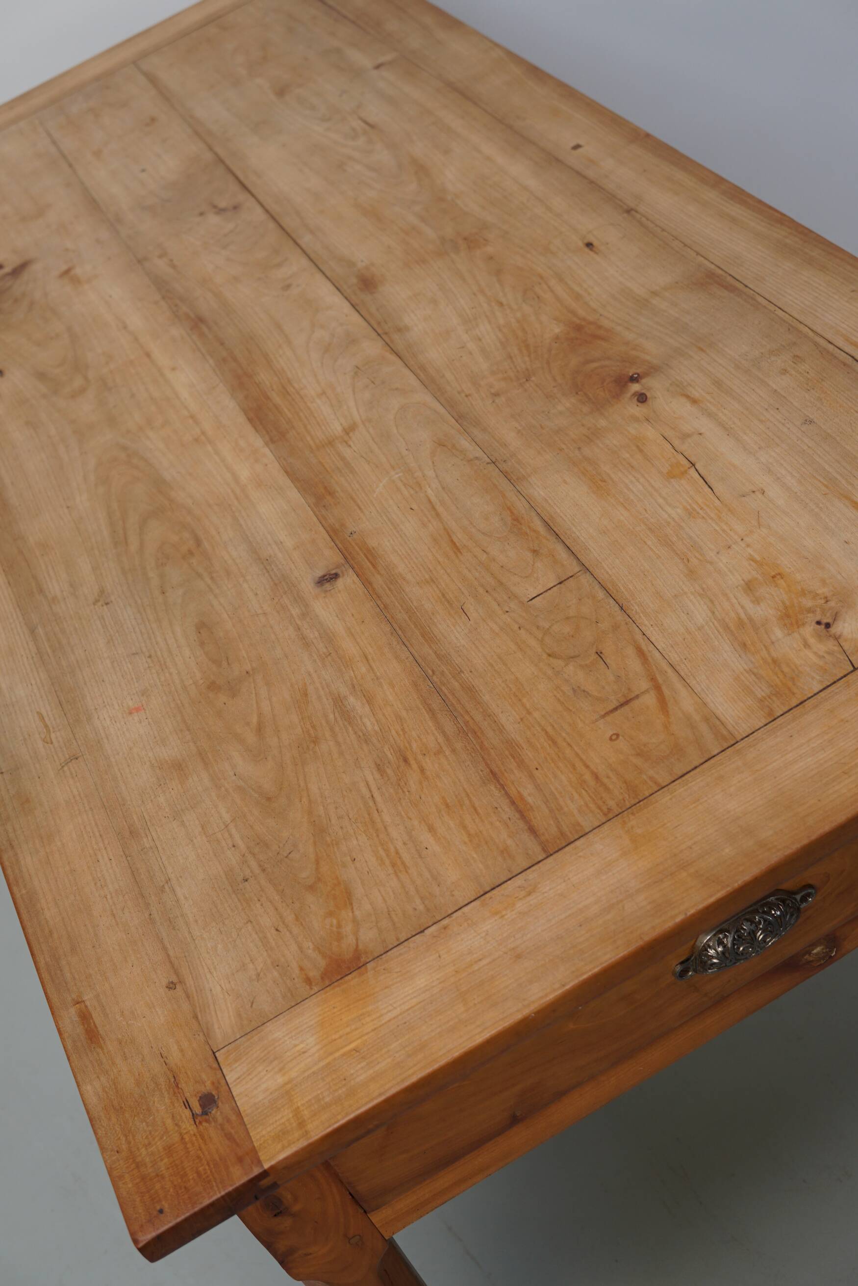 Antique Cherry French Farmhouse Dining Table, 19th Century