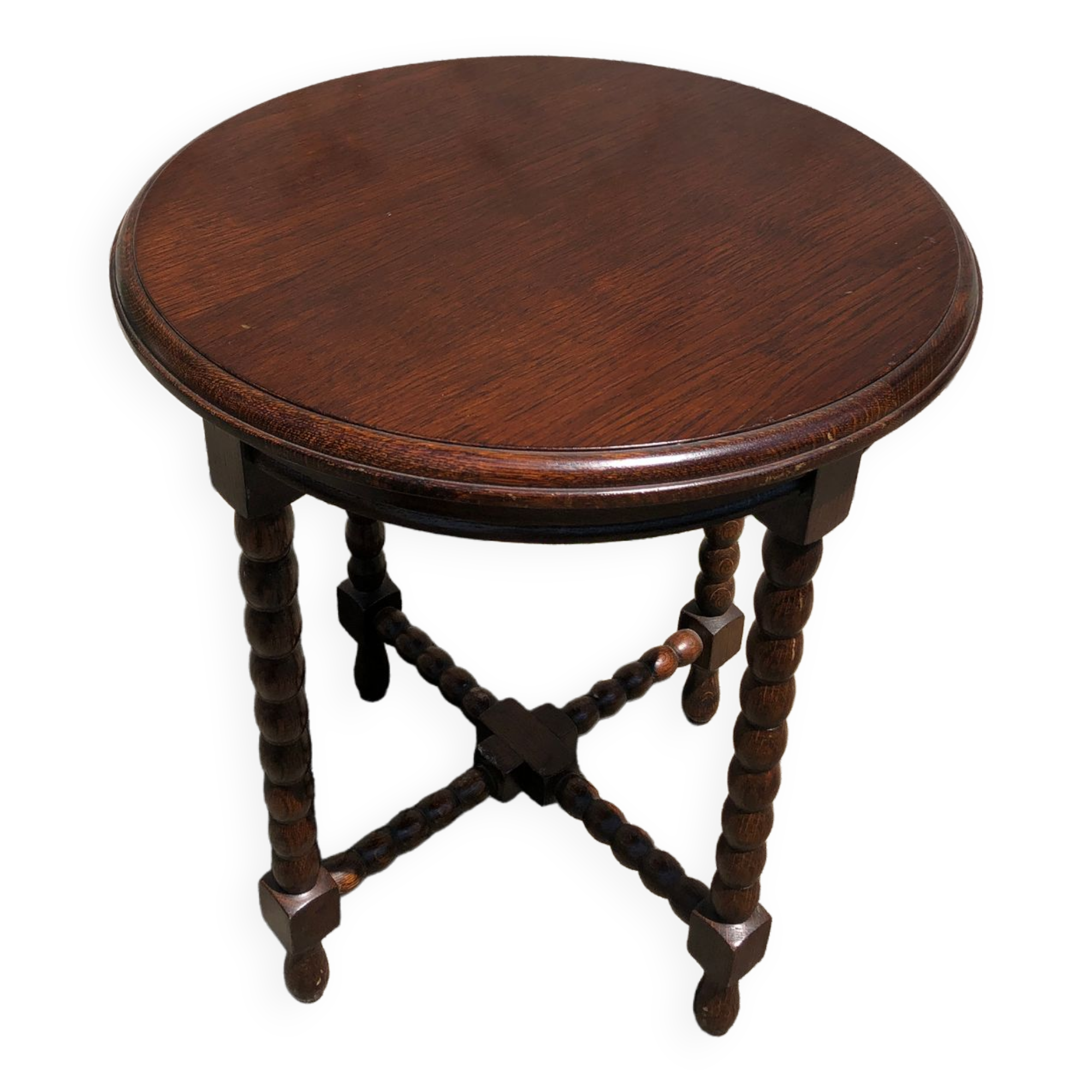 Dark turned wood side table