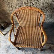 Vintage rattan colonial lounge chair