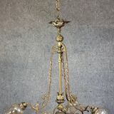 Large Napoleon III period chandelier in bronze and gilt brass