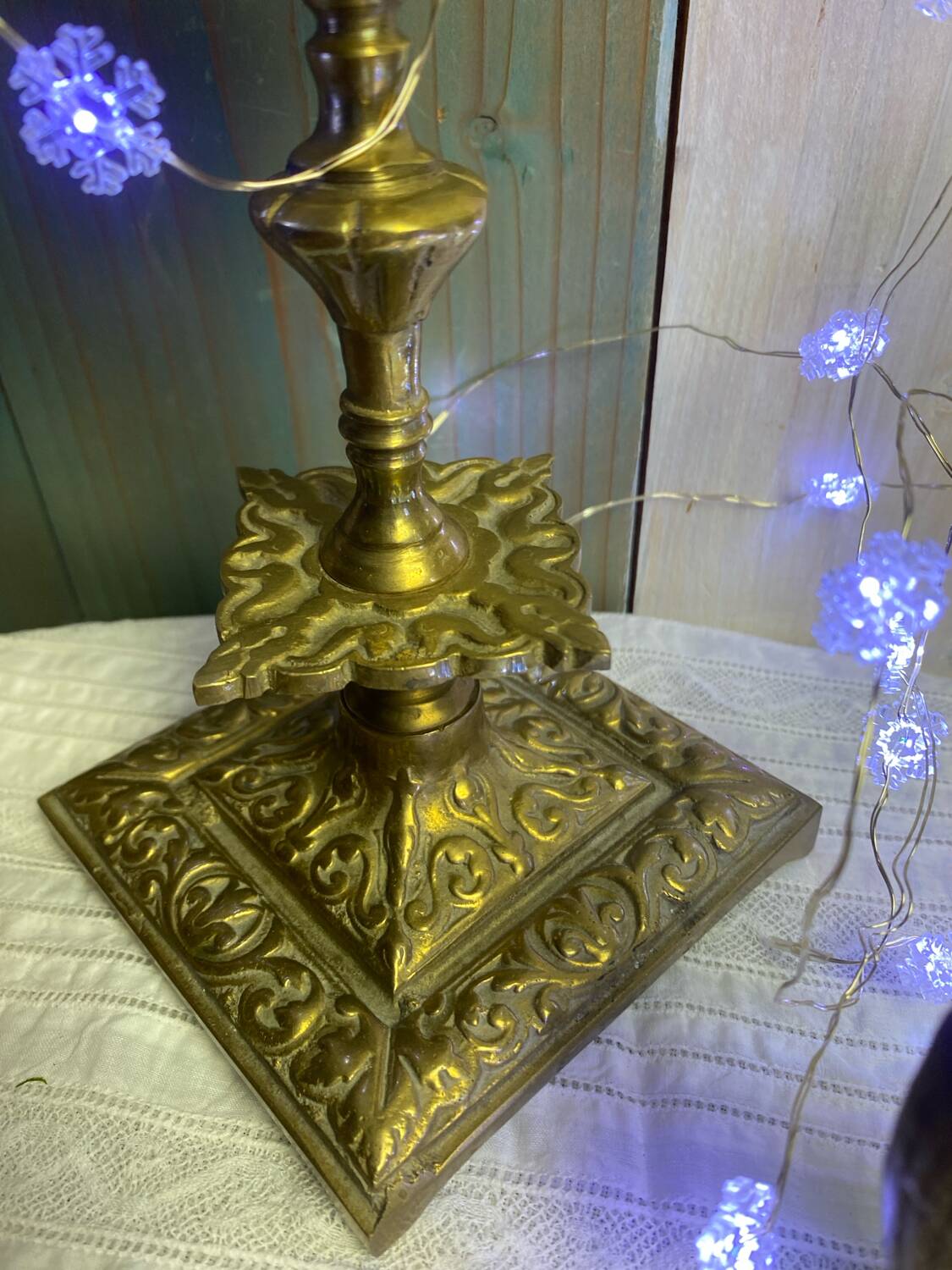 Large old gilded bronze candlestick