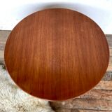 Scandinavian round folding coffee table Dane deTingstrom Kavaljer 1960 teak