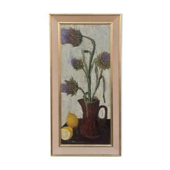 Still life "thistles and lemons" signed, 70s