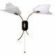 Mid-century pair of wall lights with 2 bulbs — opaline, brass & black lacquer