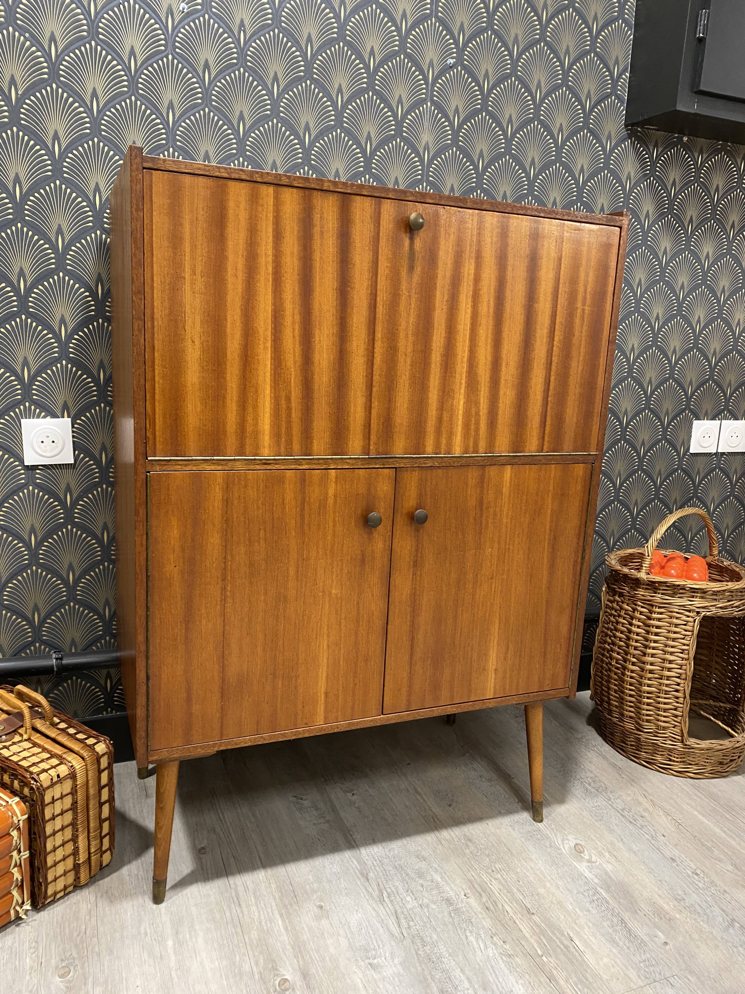 Vintage Scandinavian designer secretary in teak wood, 1960s
