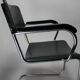 Vintage chrome and blue gray leather chair verkstads model motala 1950 sweden
