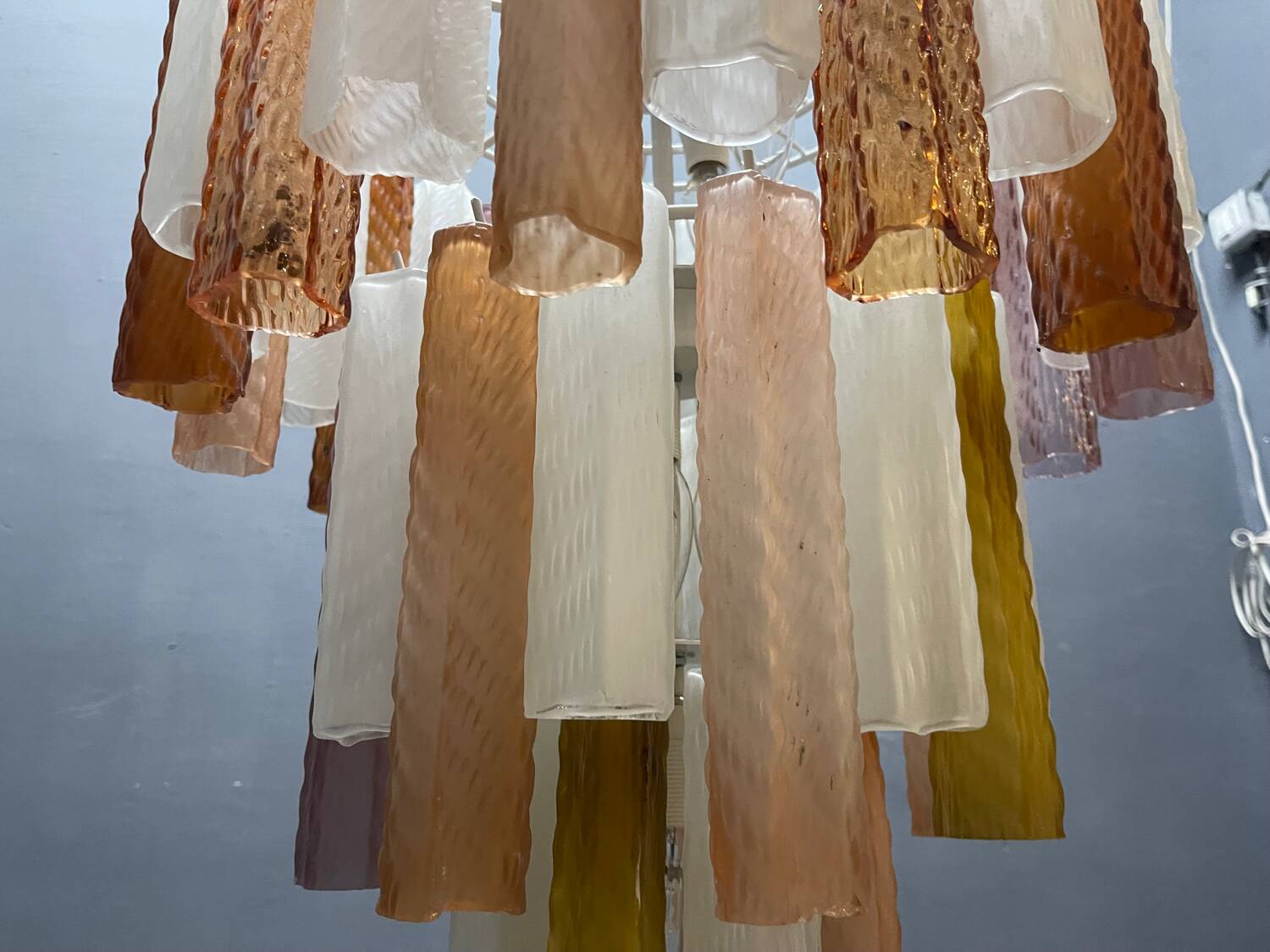 Large Multicolored Murano Glass Tube Chandelier, 1980s