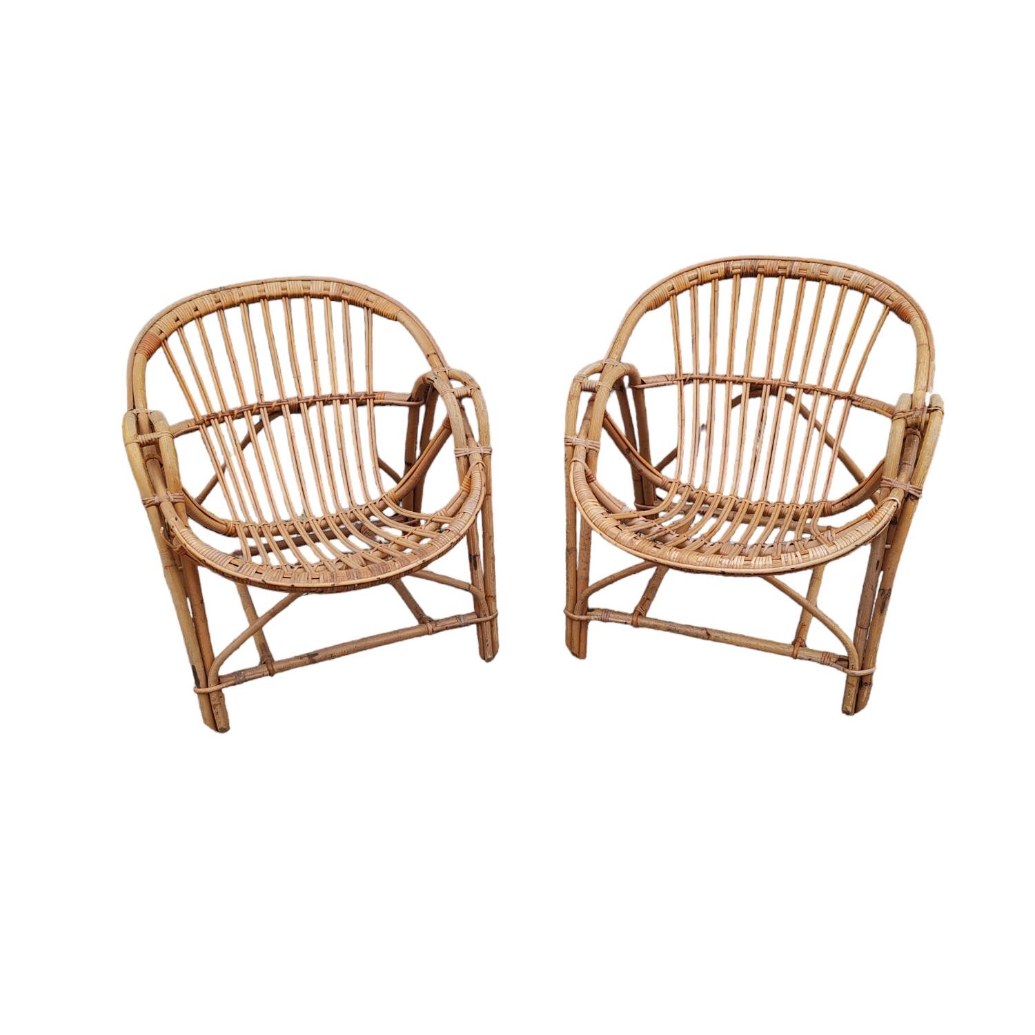 Vintage rattan armchairs from the 60s