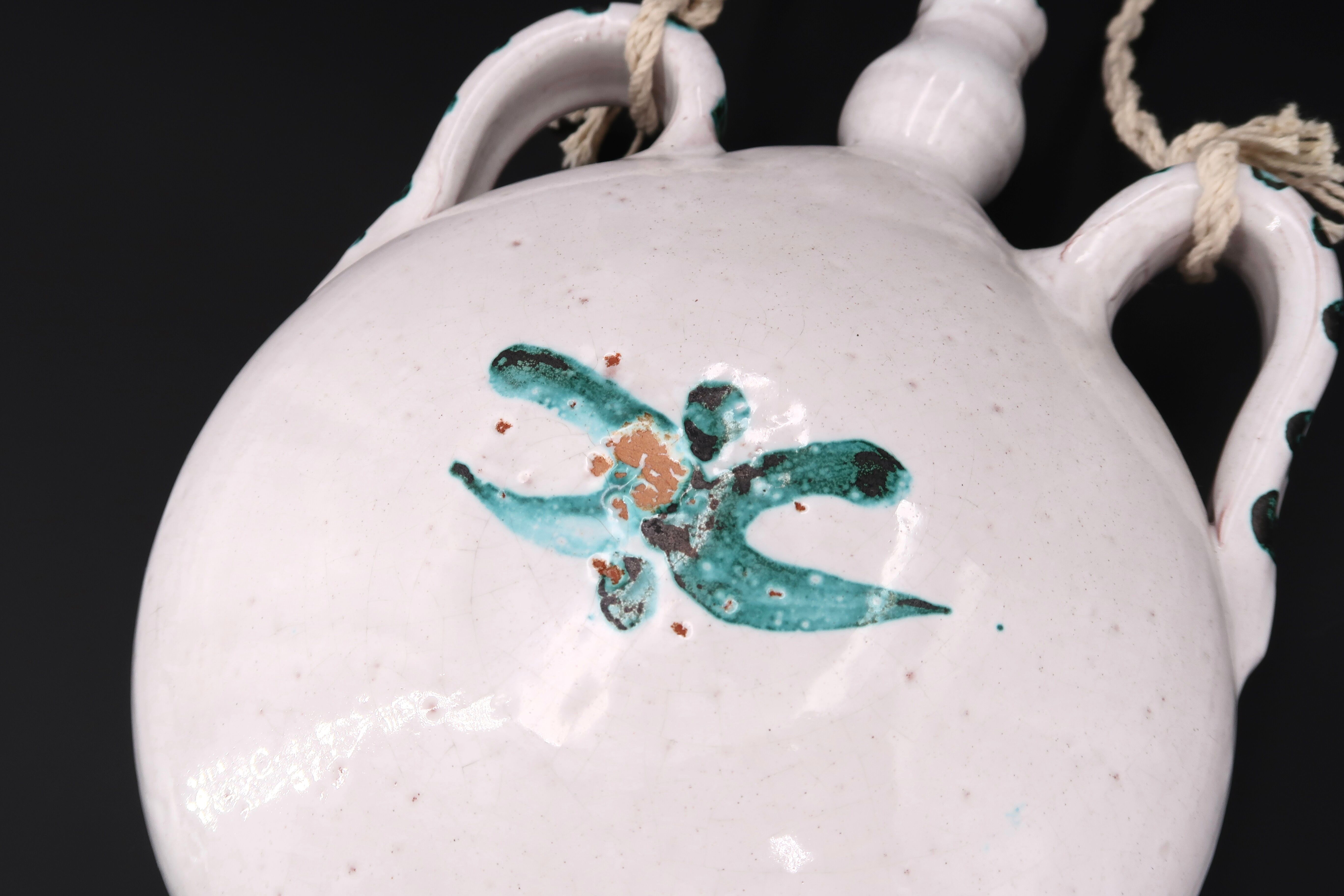 White ceramic wall gourd vase, vallauris