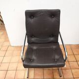Fauteuil en cuir et chrome design italien année 70