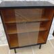 Storage unit, display cabinet with sliding glass doors, metal base