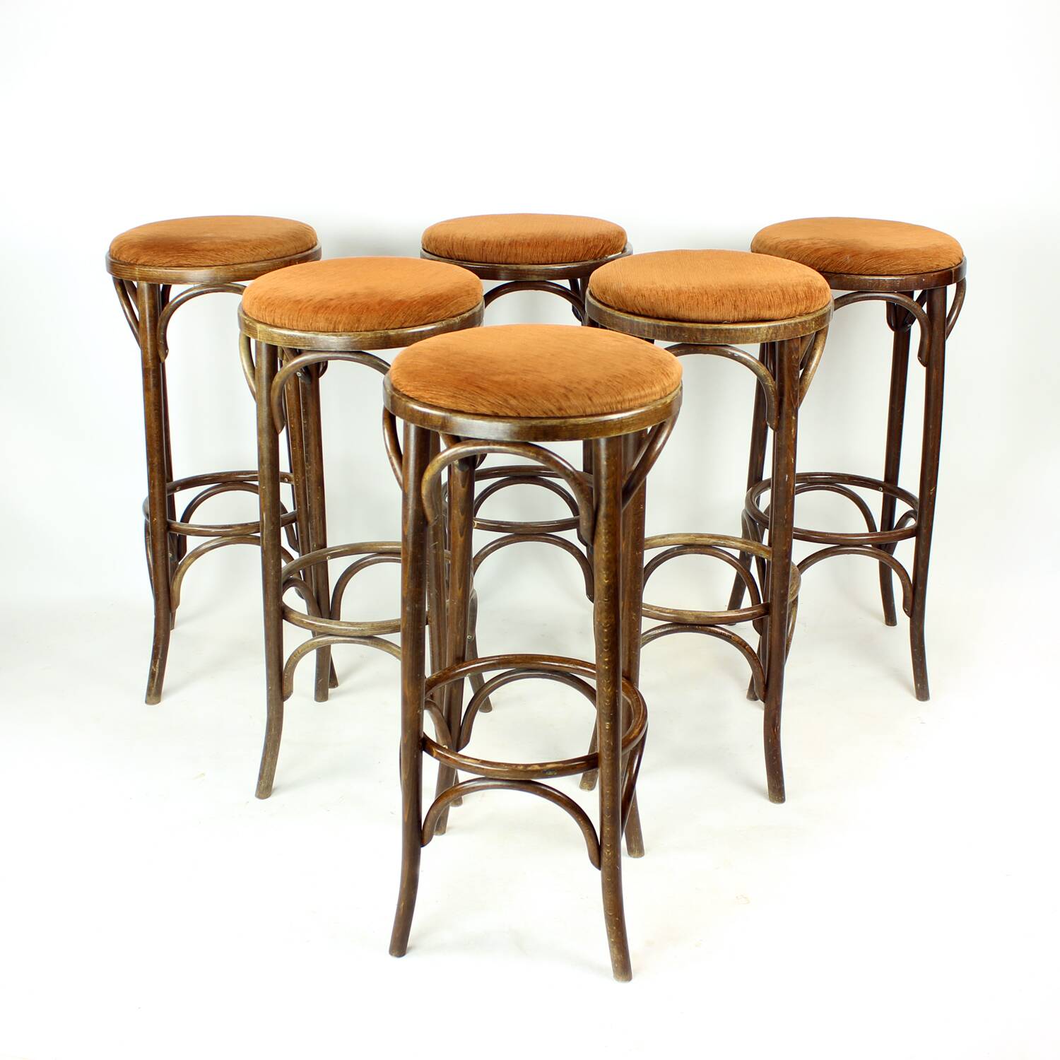 Thonet Design Bentwood Bar Stools No. 73 By Ton, Set Of 6