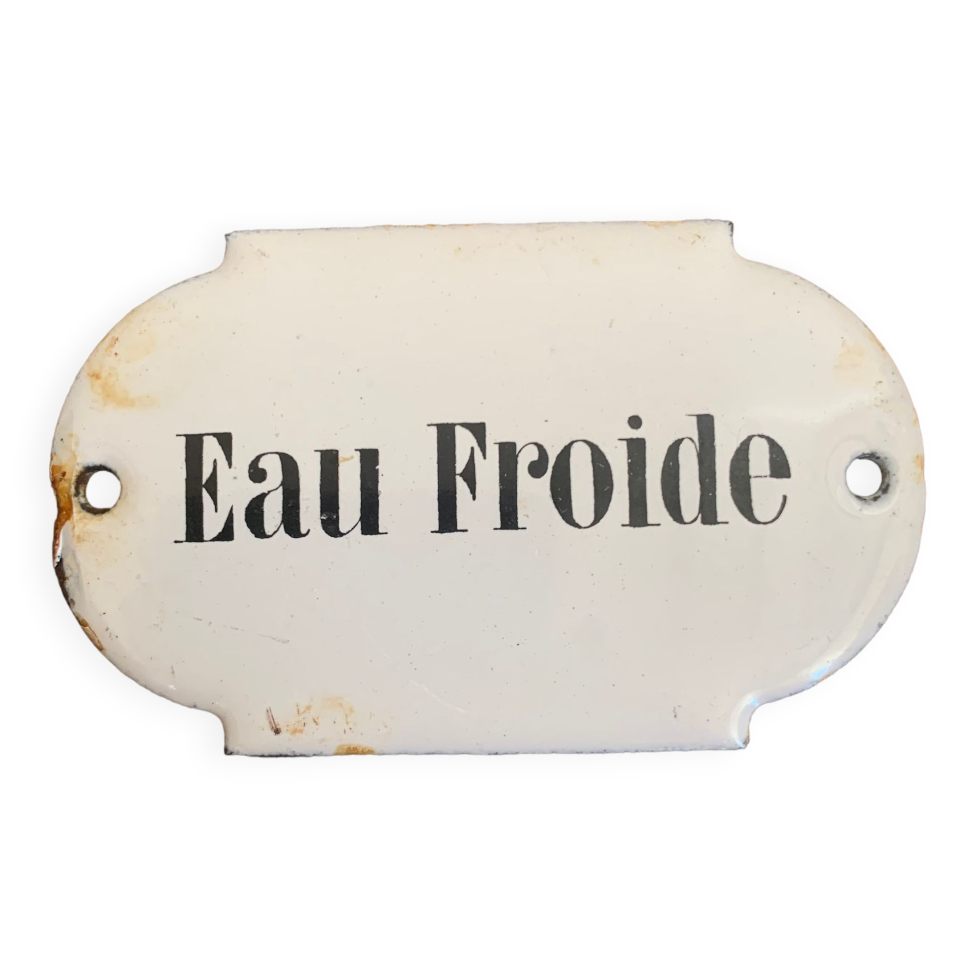 Plaque émaillée « Eau froide »