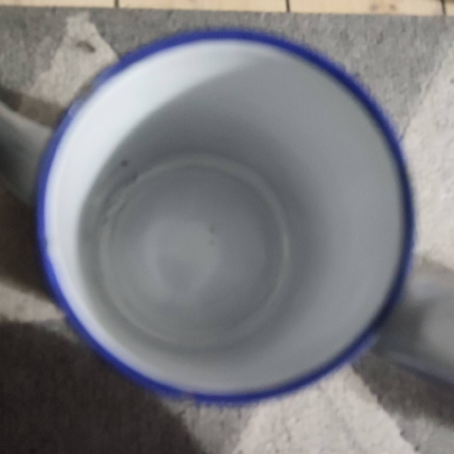 Antique BB Frères enamelled sheet metal coffee maker, Damier model